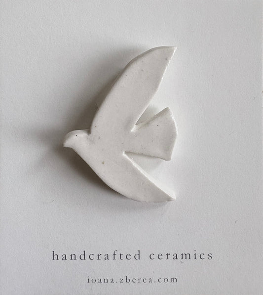 White Dove -Porcelain Brooch